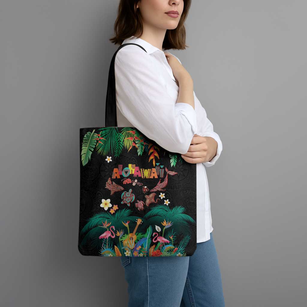 Hawaiian Alohawaii Tote Bag Tribal Sea Animals Tattoo and Tropical Plants LT03 - Polynesian Pride