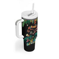 Hawaiian Alohawaii Tumbler With Handle Tribal Sea Animals Tattoo and Tropical Plants LT03 - Polynesian Pride
