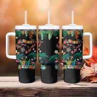 Hawaiian Alohawaii Tumbler With Handle Tribal Sea Animals Tattoo and Tropical Plants LT03 - Polynesian Pride