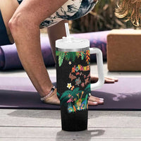 Hawaiian Alohawaii Tumbler With Handle Tribal Sea Animals Tattoo and Tropical Plants LT03 - Polynesian Pride