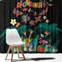 Hawaiian Alohawaii Window Curtain Tribal Sea Animals Tattoo and Tropical Plants LT03 - Polynesian Pride