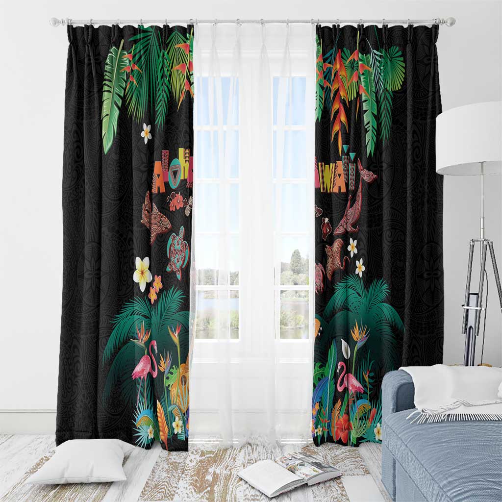 Hawaiian Alohawaii Window Curtain Tribal Sea Animals Tattoo and Tropical Plants LT03 - Polynesian Pride