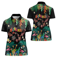 Hawaiian Alohawaii Women Polo Shirt Tribal Sea Animals Tattoo and Tropical Plants LT03 - Polynesian Pride