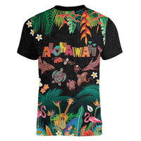 Hawaiian Alohawaii Women V-Neck T-Shirt Tribal Sea Animals Tattoo and Tropical Plants LT03 - Polynesian Pride