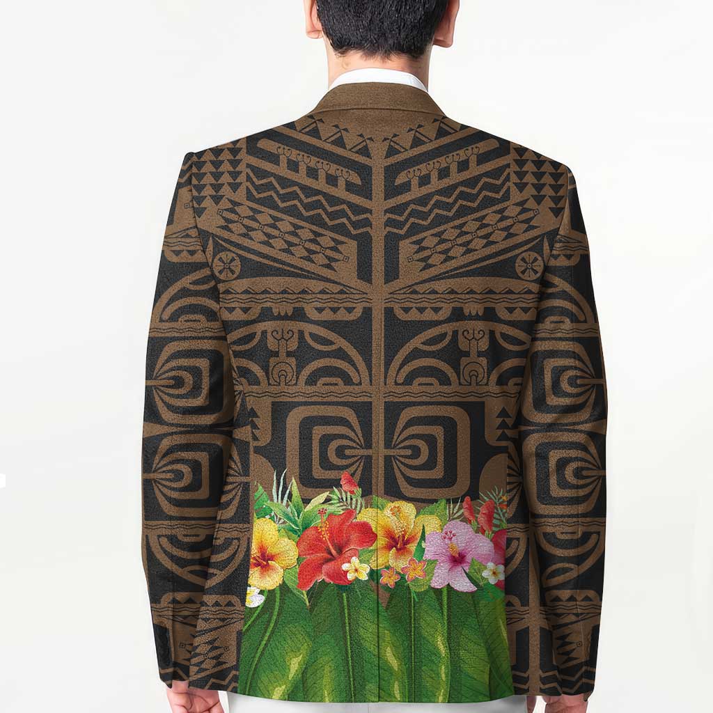 Hawaiian Hula Costume Blazer Tribal Tattoo and Tropical Plants Skirt - Polynesian Pride