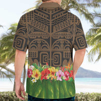 Hawaiian Hula Costume Hawaiian Shirt Tribal Tattoo and Tropical Plants Skirt LT03 - Polynesian Pride