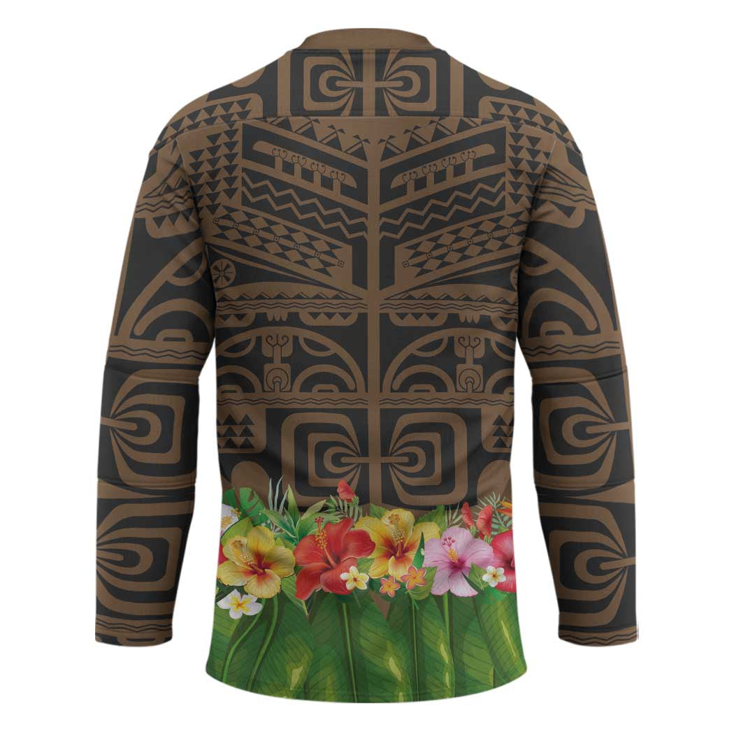 Hawaiian Hula Costume Hockey Jersey Tribal Tattoo and Tropical Plants Skirt LT03 - Polynesian Pride