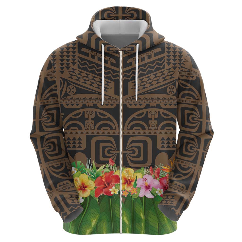 Hawaiian Hula Costume Hoodie Tribal Tattoo and Tropical Plants Skirt LT03 - Polynesian Pride