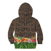 Hawaiian Hula Costume Kid Hoodie Tribal Tattoo and Tropical Plants Skirt LT03 - Polynesian Pride