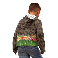 Hawaiian Hula Costume Kid Hoodie Tribal Tattoo and Tropical Plants Skirt LT03 - Polynesian Pride