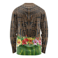 Hawaiian Hula Costume Long Sleeve Shirt Tribal Tattoo and Tropical Plants Skirt LT03 - Polynesian Pride