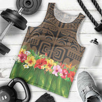 Hawaiian Hula Costume Men Tank Top Tribal Tattoo and Tropical Plants Skirt LT03 - Polynesian Pride