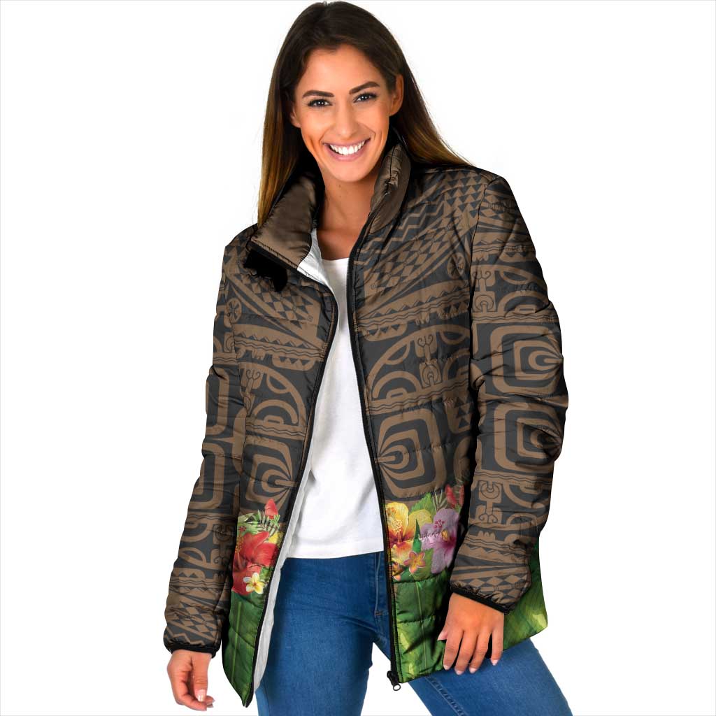 Hawaiian Hula Costume Padded Jacket Tribal Tattoo and Tropical Plants Skirt - Polynesian Pride