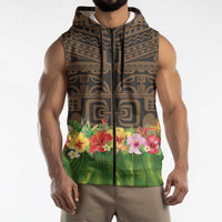 Hawaiian Hula Costume Sleeveless Zip Hoodie Tribal Tattoo and Tropical Plants Skirt LT03 - Polynesian Pride