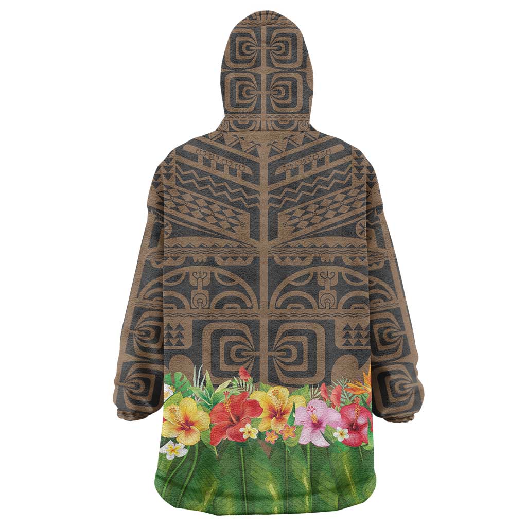 Hawaiian Hula Costume Wearable Blanket Hoodie Tribal Tattoo and Tropical Plants Skirt LT03 - Polynesian Pride