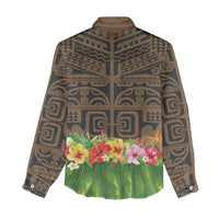 Hawaiian Hula Costume Women Casual Shirt Tribal Tattoo and Tropical Plants Skirt LT03 - Polynesian Pride