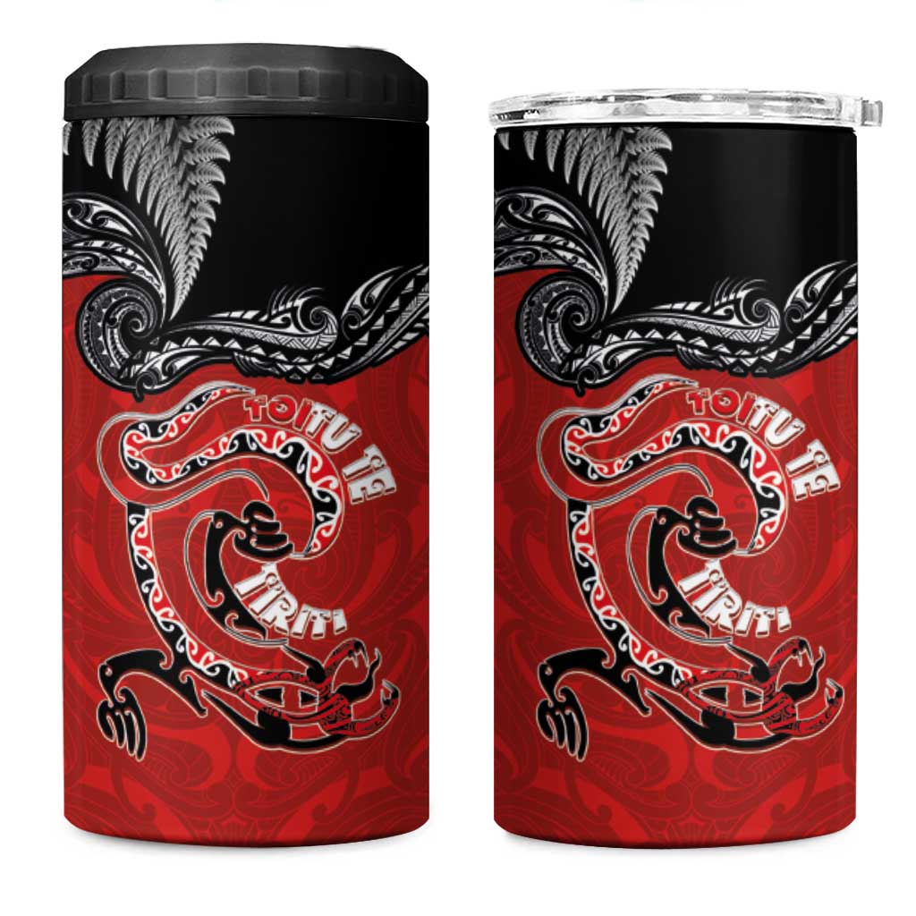 Aotearoa Toitu Te Tiriti 4 in 1 Can Cooler Tumbler Taniwha Tribal Motifs LT03 One Size: 16 oz Multicolor - Polynesian Pride