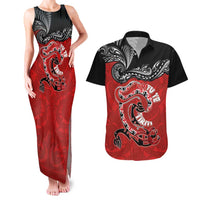 Personalised Aotearoa Toitu Te Tiriti Couples Matching Tank Maxi Dress and Hawaiian Shirt Taniwha Tribal Motifs LT03 Multicolor - Polynesian Pride