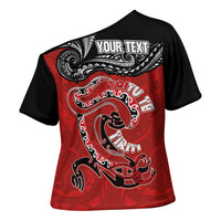 Personalised Aotearoa Toitu Te Tiriti Cross Shoulder Shirt Taniwha Tribal Motifs LT03 - Polynesian Pride