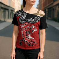 Personalised Aotearoa Toitu Te Tiriti Cross Shoulder Shirt Taniwha Tribal Motifs LT03 - Polynesian Pride