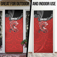 Personalised Aotearoa Toitu Te Tiriti Door Cover Taniwha Tribal Motifs LT03 - Polynesian Pride