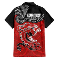 Personalised Aotearoa Toitu Te Tiriti Family Matching Off Shoulder Short Dress and Hawaiian Shirt Taniwha Tribal Motifs LT03 - Polynesian Pride