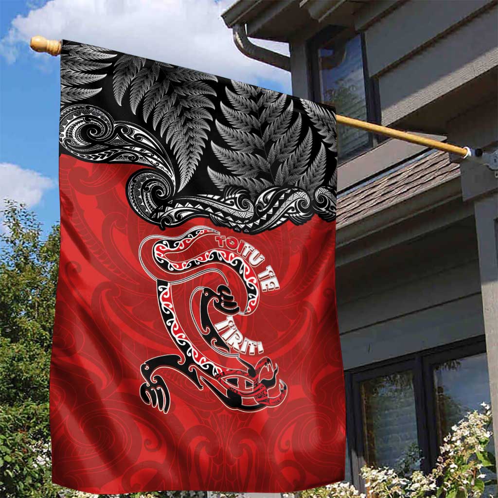 Aotearoa Toitu Te Tiriti Garden Flag Taniwha Tribal Motifs