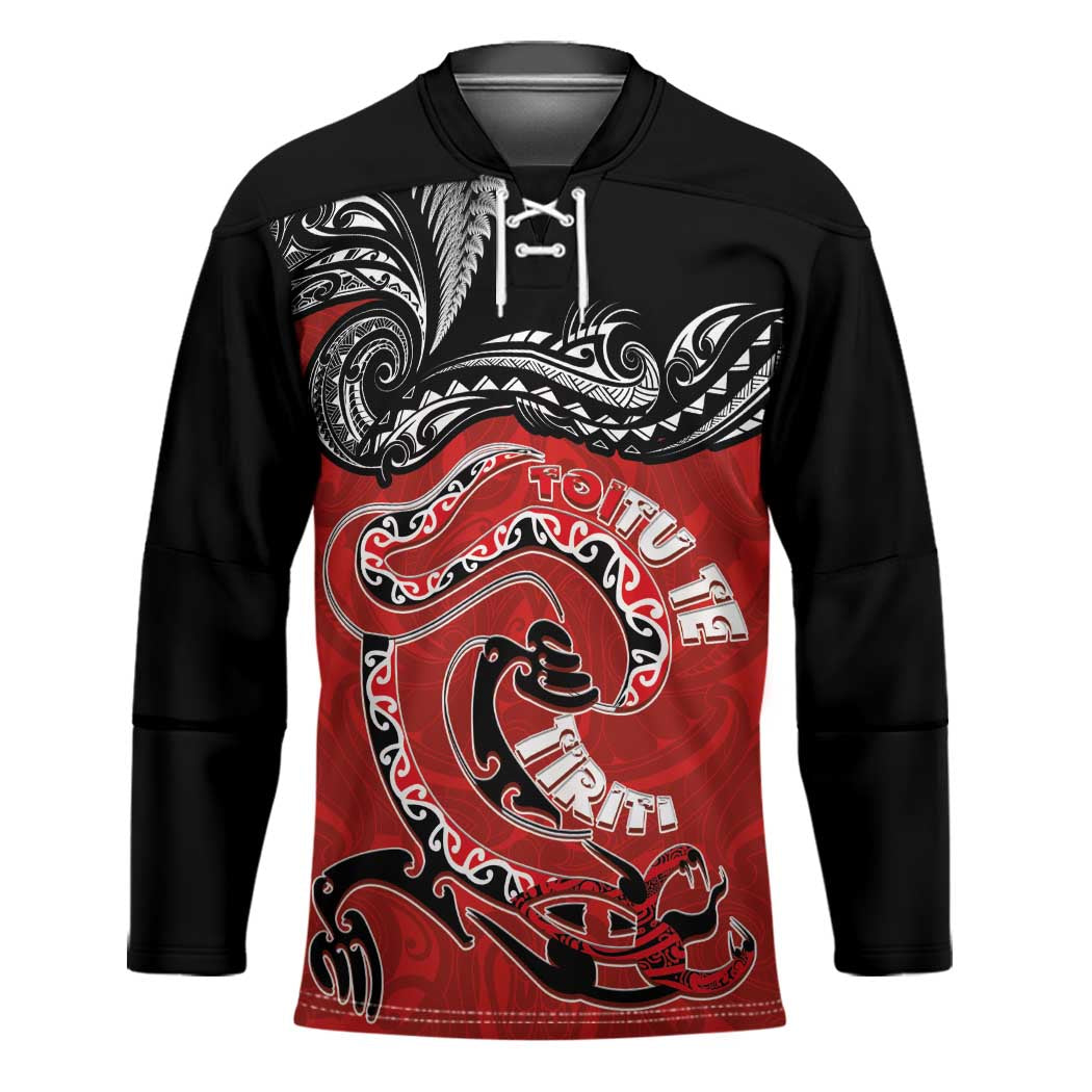 Personalised Aotearoa Toitu Te Tiriti Hockey Jersey Taniwha Tribal Motifs LT03 Unisex Multicolor - Polynesian Pride