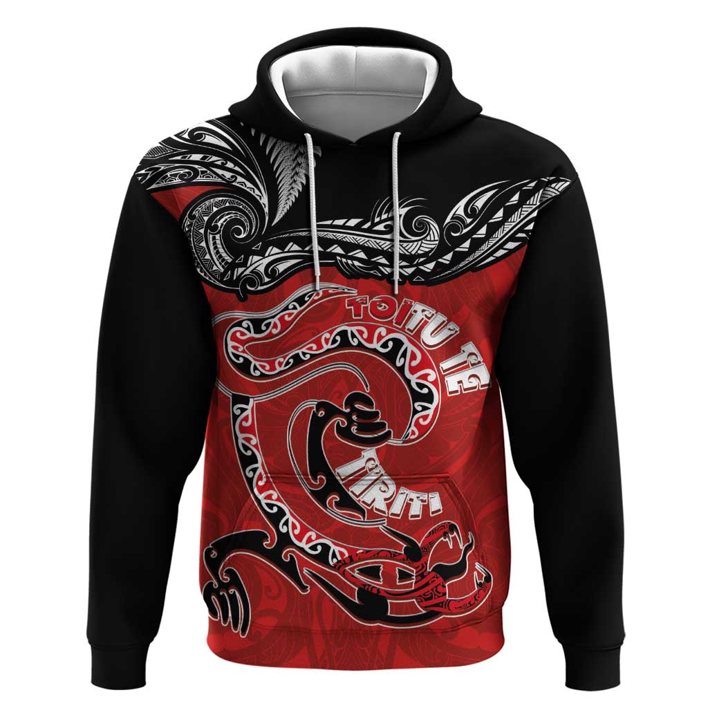 Personalised Aotearoa Toitu Te Tiriti Hoodie Taniwha Tribal Motifs LT03 Pullover Hoodie Multicolor - Polynesian Pride