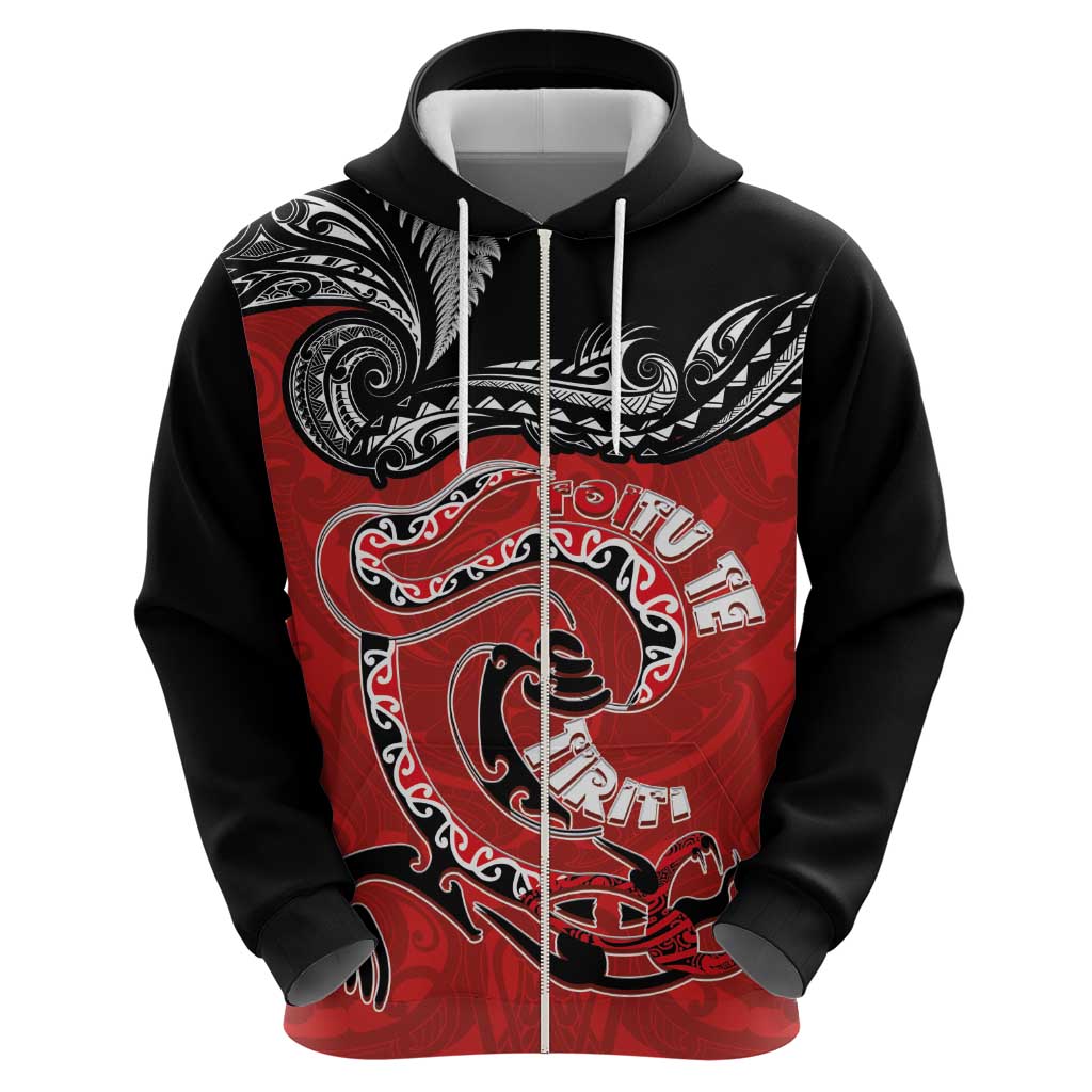 Personalised Aotearoa Toitu Te Tiriti Hoodie Taniwha Tribal Motifs LT03 - Polynesian Pride