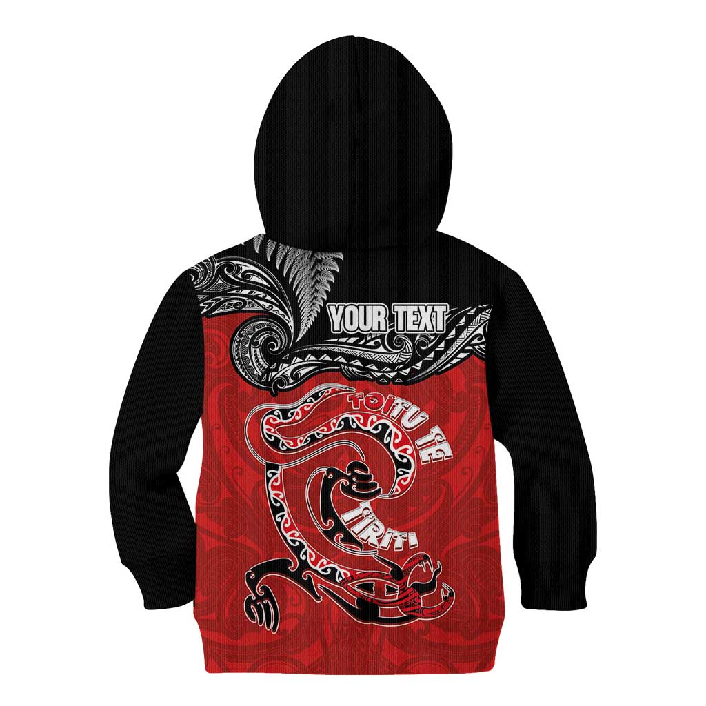 Personalised Aotearoa Toitu Te Tiriti Kid Hoodie Taniwha Tribal Motifs LT03 - Polynesian Pride