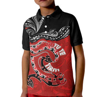 Personalised Aotearoa Toitu Te Tiriti Kid Polo Shirt Taniwha Tribal Motifs LT03 Kid Multicolor - Polynesian Pride