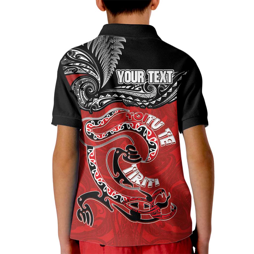 Personalised Aotearoa Toitu Te Tiriti Kid Polo Shirt Taniwha Tribal Motifs LT03 - Polynesian Pride