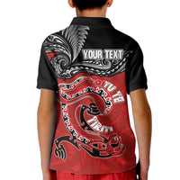 Personalised Aotearoa Toitu Te Tiriti Kid Polo Shirt Taniwha Tribal Motifs LT03 - Polynesian Pride