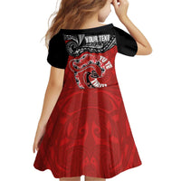 Personalised Aotearoa Toitu Te Tiriti Kid Short Sleeve Dress Taniwha Tribal Motifs LT03 - Polynesian Pride