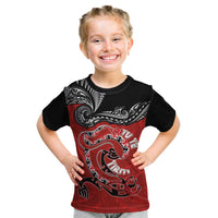 Personalised Aotearoa Toitu Te Tiriti Kid T Shirt Taniwha Tribal Motifs LT03 Multicolor - Polynesian Pride