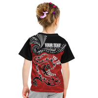 Personalised Aotearoa Toitu Te Tiriti Kid T Shirt Taniwha Tribal Motifs LT03 - Polynesian Pride