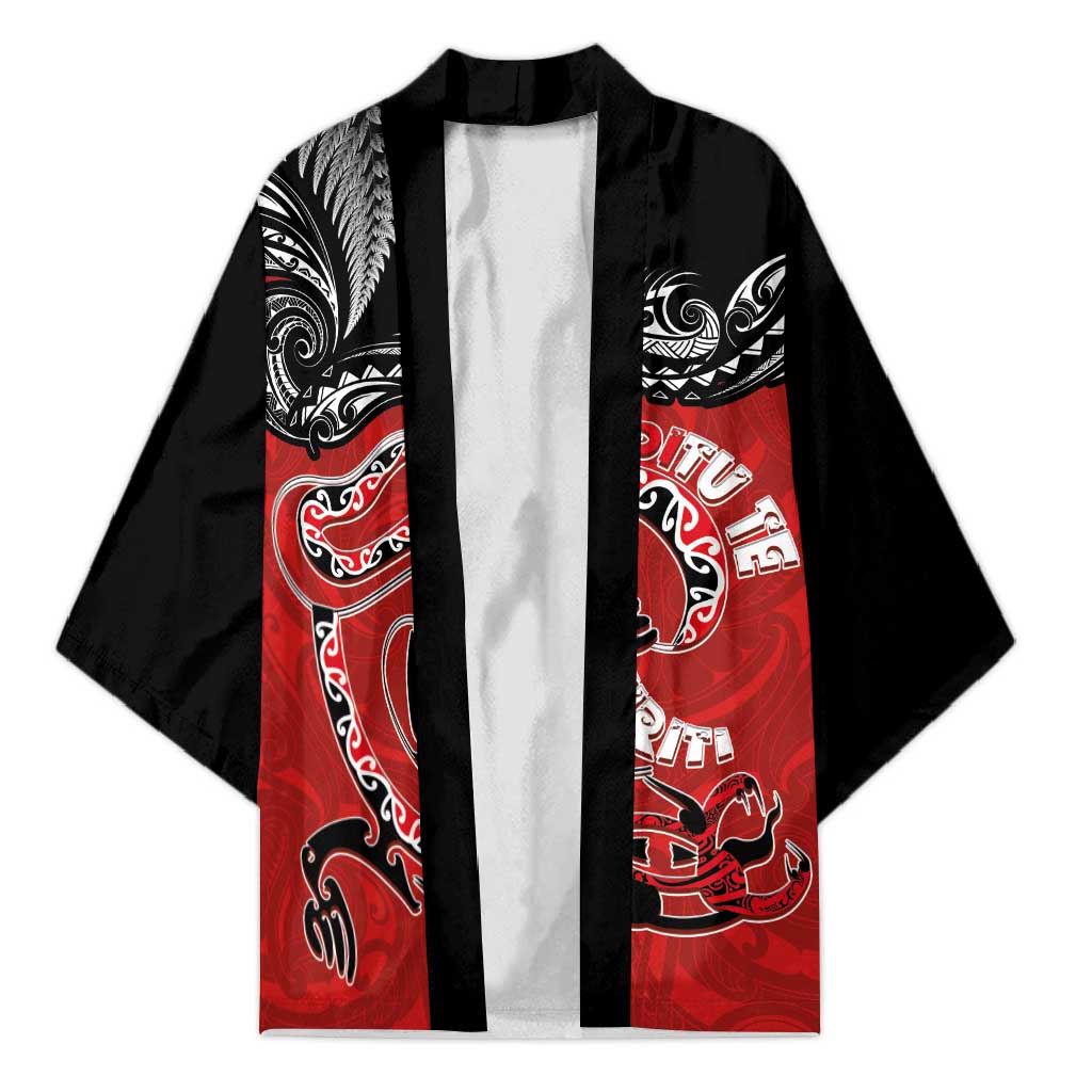 Personalised Aotearoa Toitu Te Tiriti Kimono Taniwha Tribal Motifs LT03 Unisex Multicolor - Polynesian Pride