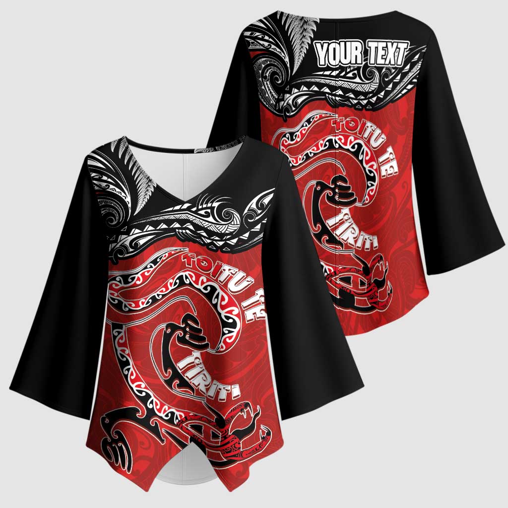 Personalised Aotearoa Toitu Te Tiriti Kimono Sleeve Blouse Taniwha Tribal Motifs LT03 - Polynesian Pride