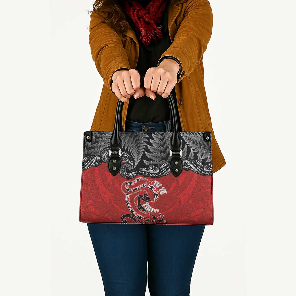 Aotearoa Toitu Te Tiriti Leather Bag Taniwha Tribal Motifs LT03 - Polynesian Pride