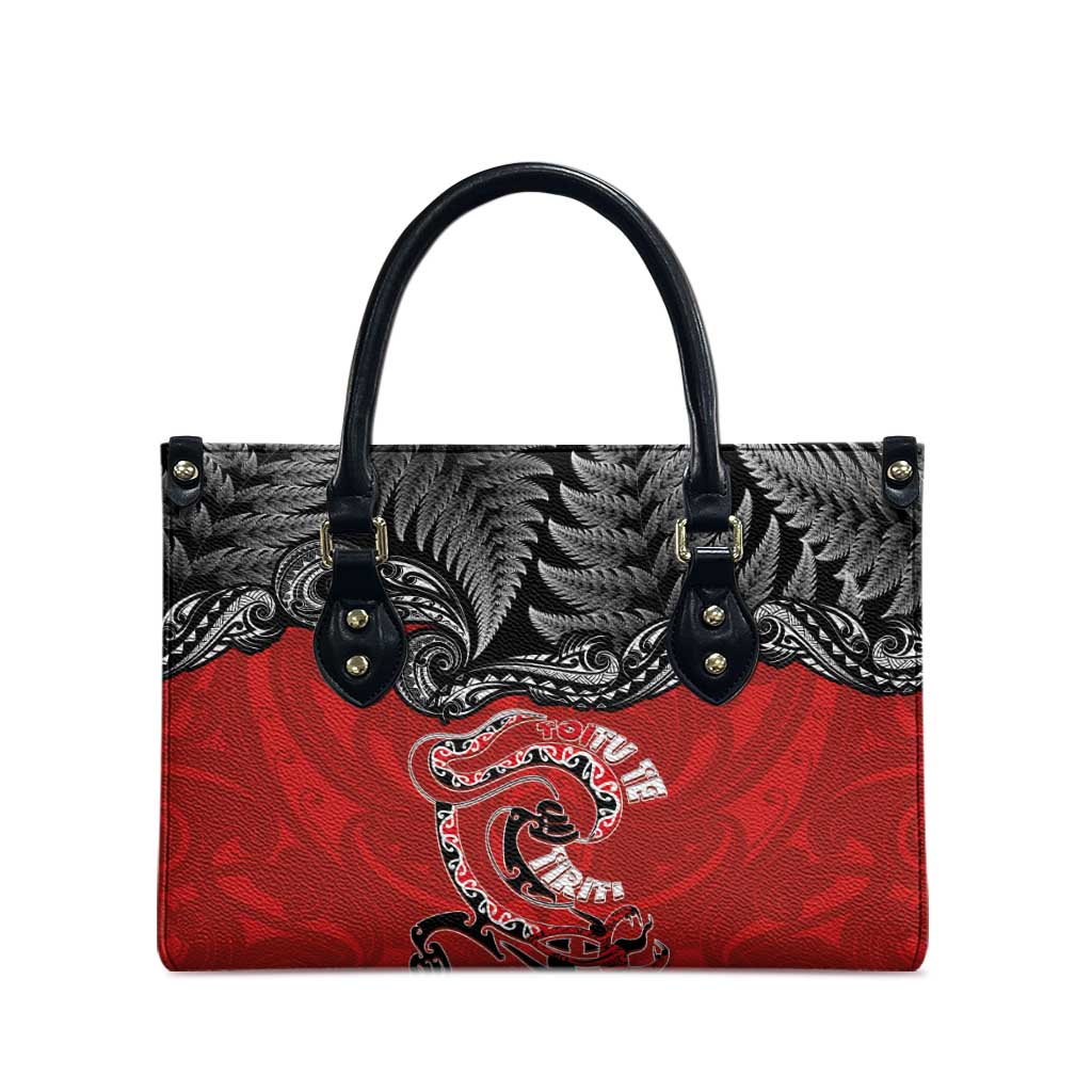 Aotearoa Toitu Te Tiriti Leather Bag Taniwha Tribal Motifs LT03 - Polynesian Pride