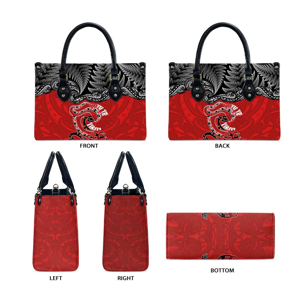 Aotearoa Toitu Te Tiriti Leather Bag Taniwha Tribal Motifs LT03 - Polynesian Pride