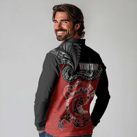 Personalised Aotearoa Toitu Te Tiriti Long Sleeve Polo Shirt Taniwha Tribal Motifs LT03 - Polynesian Pride