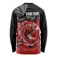 Personalised Aotearoa Toitu Te Tiriti Long Sleeve Shirt Taniwha Tribal Motifs LT03 - Polynesian Pride