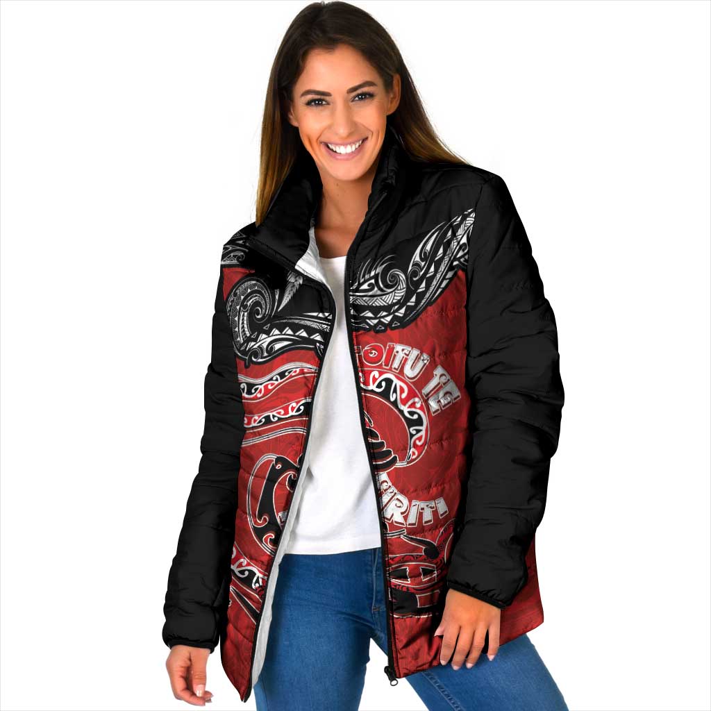 Personalised Aotearoa Toitu Te Tiriti Padded Jacket Taniwha Tribal Motifs