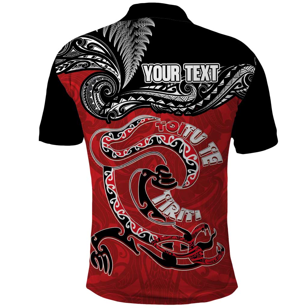 Personalised Aotearoa Toitu Te Tiriti Polo Shirt Taniwha Tribal Motifs LT03 - Polynesian Pride