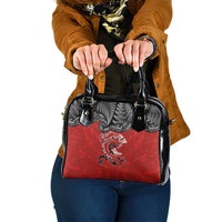 Aotearoa Toitu Te Tiriti Shoulder Handbag Taniwha Tribal Motifs