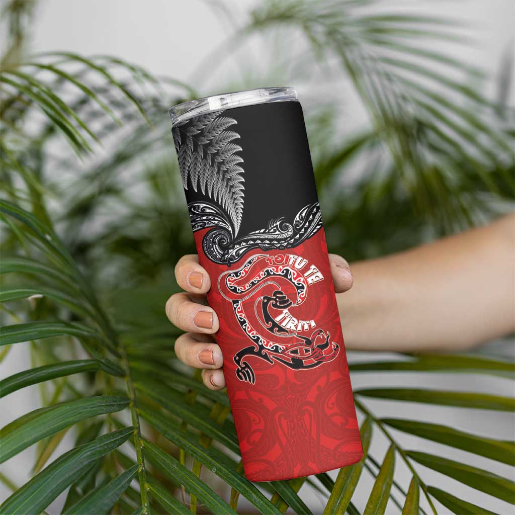 Aotearoa Toitu Te Tiriti Skinny Tumbler Taniwha Tribal Motifs LT03 - Polynesian Pride