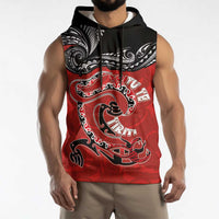 Personalised Aotearoa Toitu Te Tiriti Sleeveless Hoodie Taniwha Tribal Motifs LT03 - Polynesian Pride