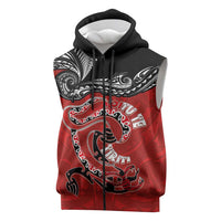 Personalised Aotearoa Toitu Te Tiriti Sleeveless Zip Hoodie Taniwha Tribal Motifs LT03 Multicolor - Polynesian Pride